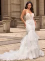 Trumpet/Mermaid Tulle Sweetheart Sleeveless Chapel Train Wedding Dresses