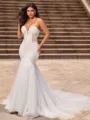 Trumpet/Mermaid Tulle Sweetheart Sleeveless Cathedral Train Wedding Dresses