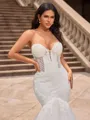 Trumpet/Mermaid Tulle Sweetheart Sleeveless Cathedral Train Wedding Dresses
