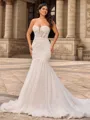 Trumpet/Mermaid Tulle Sweetheart Short Sleeves Cathedral Train Wedding Dresses