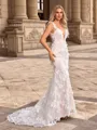 Sheath/Column Tulle Scoop Sleeveless Cathedral Train Wedding Dresses