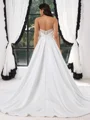 A-line Sweetheart Pleated Sweep Train Satin Corset Plus Size Wedding Dress