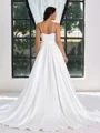 A-line Spaghetti Straps Pleated Sweep Train Charmeuse Corset Plus Size Wedding Dress