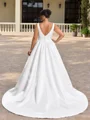 A-line Square Chapel Train Satin Plus Size Wedding Dress