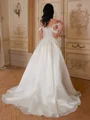Ball-Gown Scoop Short Sleeves Appliques Lace Sweep Train Corset Wedding Dress