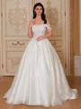 Ball-Gown Scoop Short Sleeves Appliques Lace Sweep Train Corset Wedding Dress