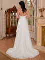 A-line Spaghetti Straps Ruffles Sweep Train Chiffon Corset Wedding Dress