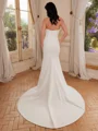 Sheath Straight Pleated Court Train Stretch Crepe Corset Wedding Dress