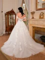 Ball-Gown Off-the-Shoulder Appliques Lace Court Train Tulle Corset Wedding Dress