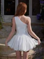 A-line One-Shoulder Short/Mini Taffeta Dress