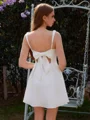 A-line Straps Bow Short/Mini Dress