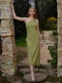 Sheath One-Shoulder Tea-Length Dress