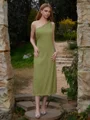 Sheath One-Shoulder Tea-Length Dress