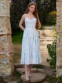 A-line Spaghetti Straps Tea-Length Dress
