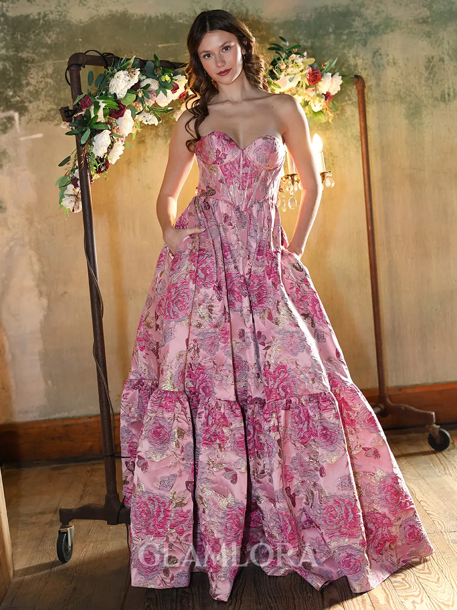 Glamorous A-Line Sweetheart Pleated Sweep Train Corset Prom Dress