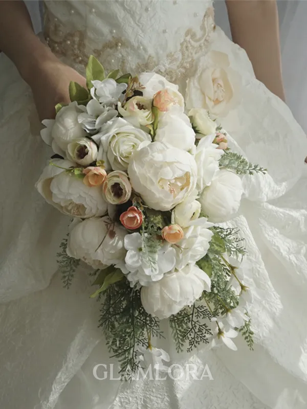 Charming Cascade Silk Flower Bridal Bouquets