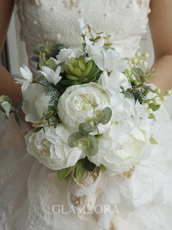 Beautiful Free-Form Silk Flower Bridal Bouquets