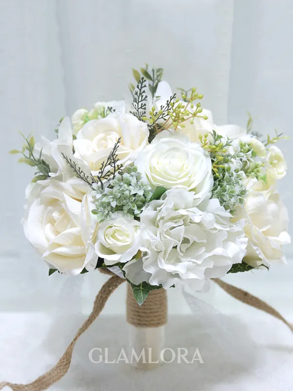 Delicate Round Silk Flower Bridal Bouquets