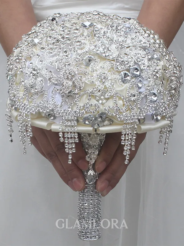 Charming Round Satin Bridal Bouquets