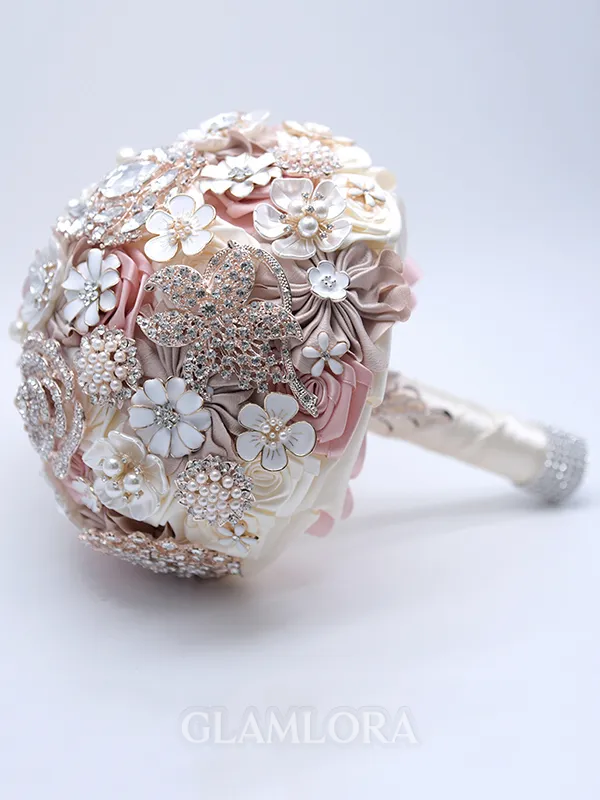 Delicate Round Satin Bridal Bouquets