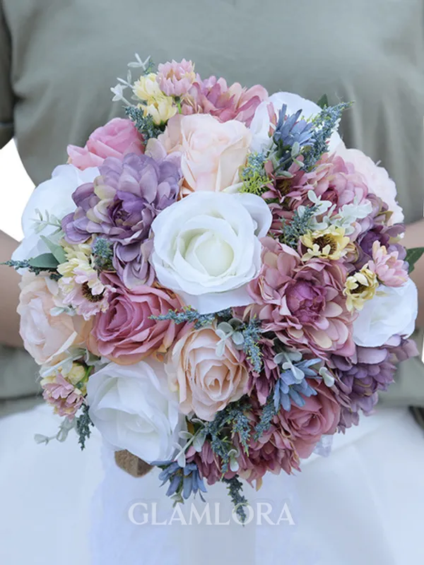 Attractive Round Artificial Flower Bridal Bouquets