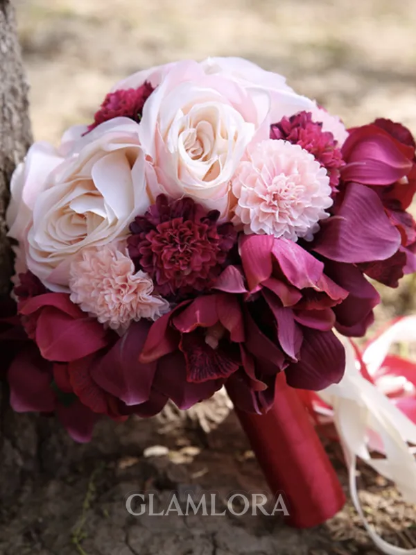 Charming Round Silk Flower Bridal Bouquets
