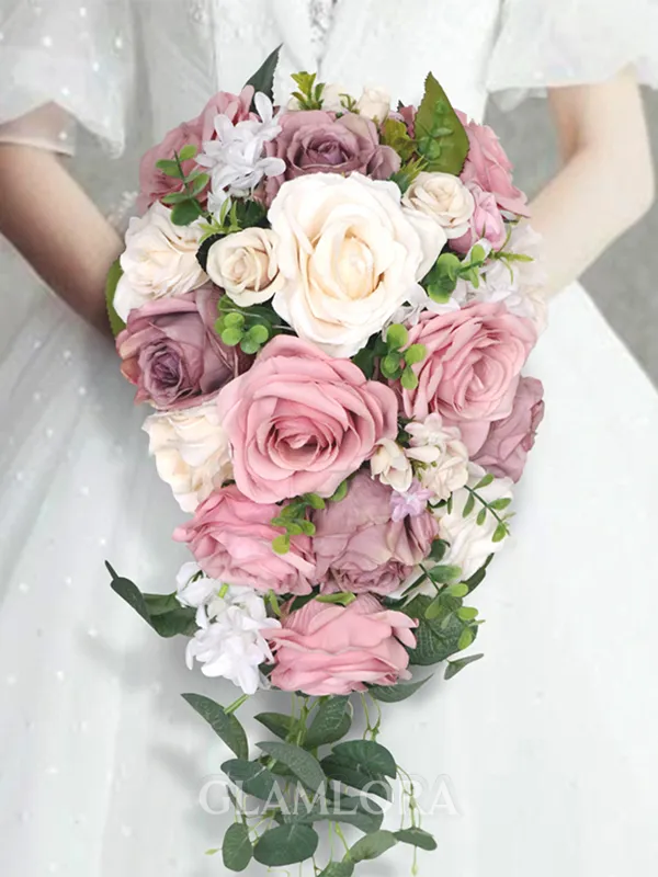 Classic Cascade Silk Flower Bridal Bouquets