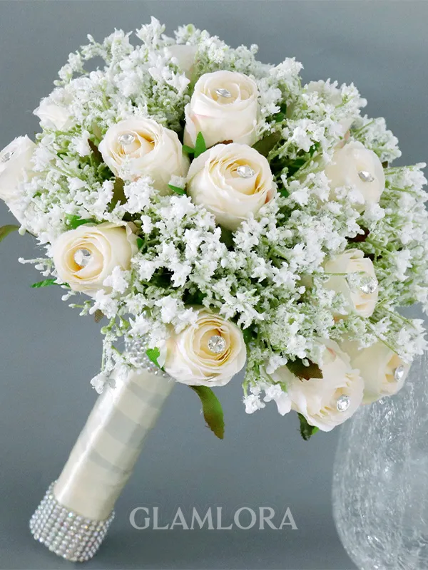 Fascinating Round Silk Flower Bridal Bouquets