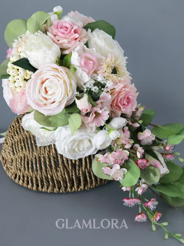 Pretty Cascade Silk Flower Bridal Bouquets