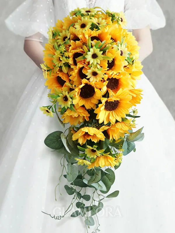 Stunning Cascade Silk Flower Bridal Bouquets