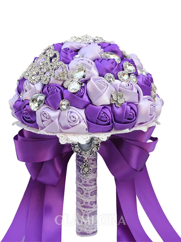 Elegant Round Satin Bridal Bouquets