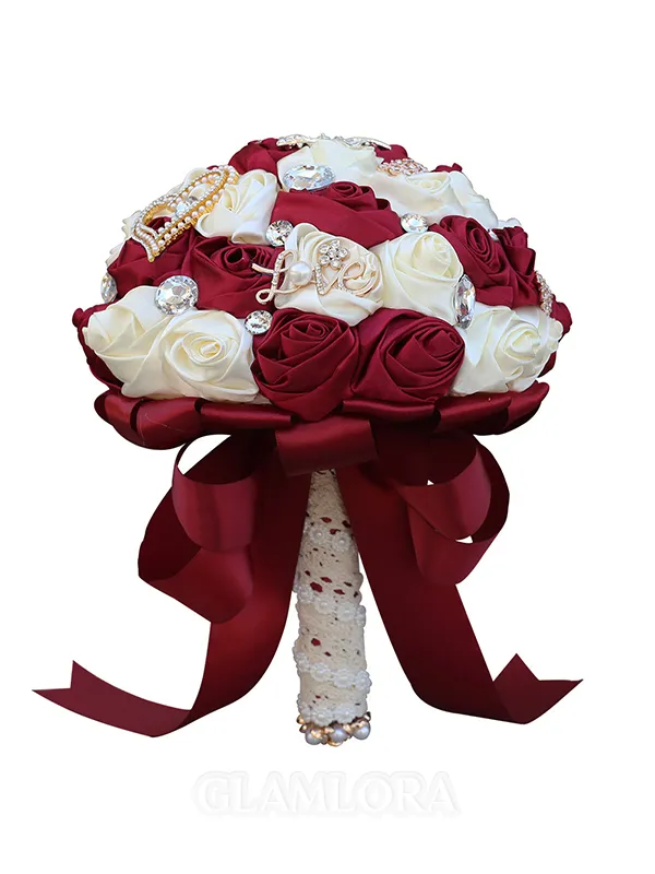 Elegant Round Satin Bridal Bouquets