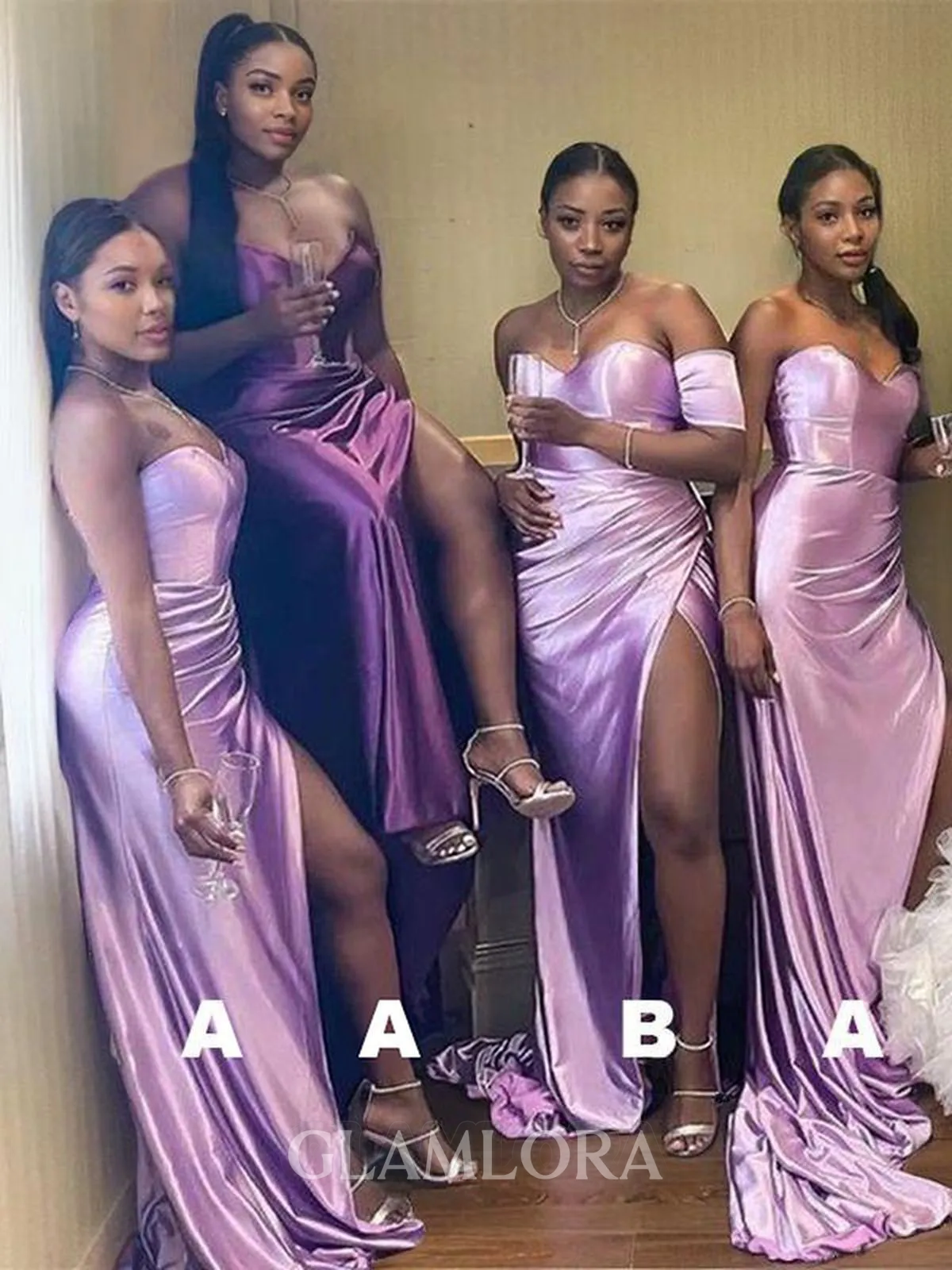 Slinky Sheath/Column Sweetheart Sleeveless Sweep Train Silk like Satin Bridesmaid Dress