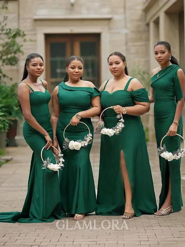 Sheath/Column Sweetheart Sleeveless Unadorned Sweep Train Jersey Bridesmaid Dress