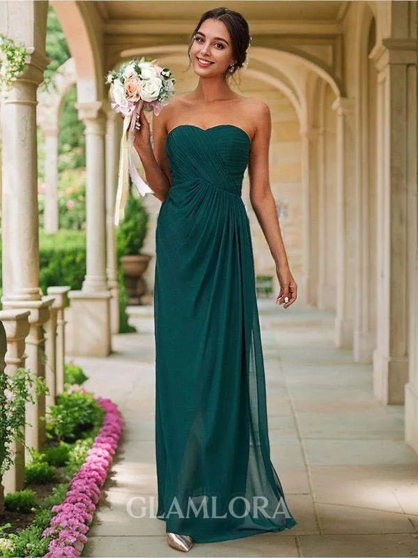 A-line Classy Sweetheart Sleeveless Floor-Length Chiffon Bridesmaid Dresses