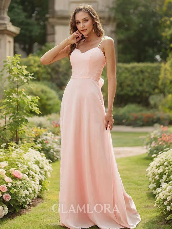 A-line Sweetheart Sleeveless Elegant Floor-Length Chiffon Bridesmaid Dresses