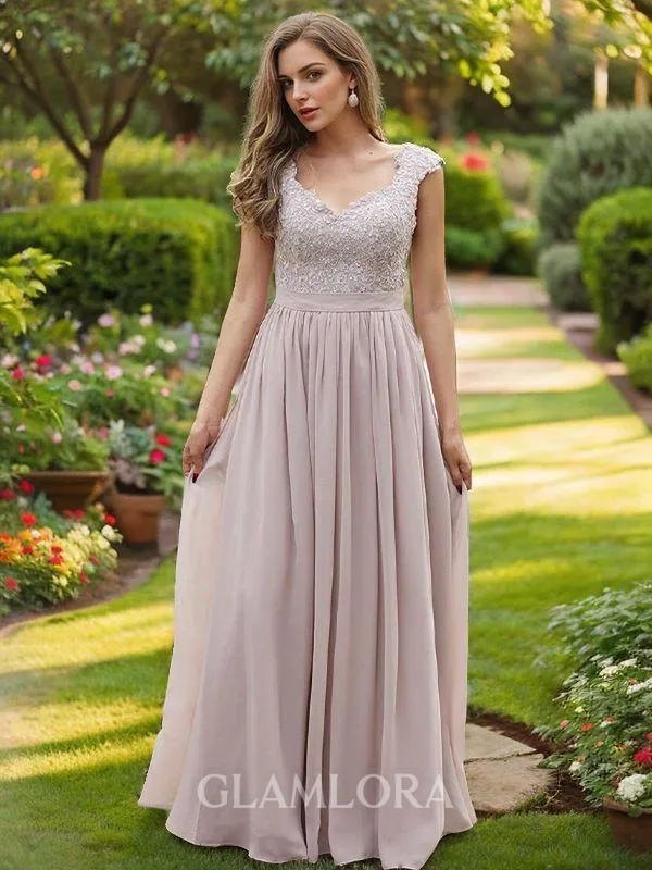 A-line Sweetheart Sleeveless Floor-Length Chiffon Pretty Bridesmaid Dresses