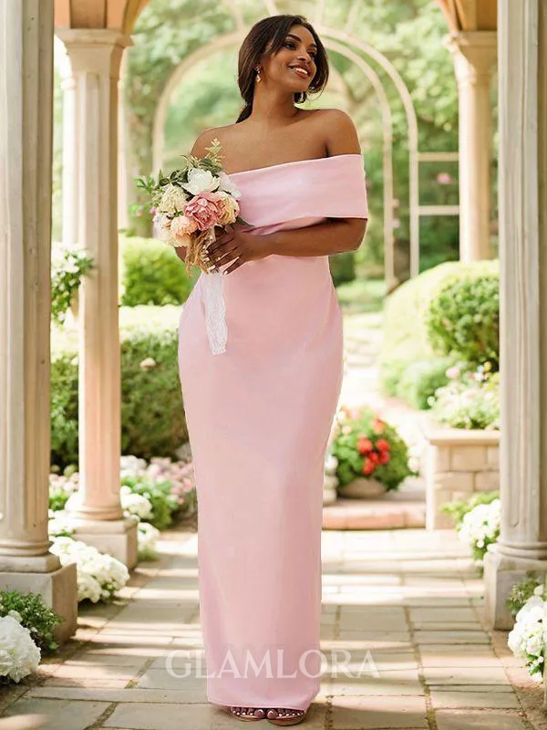 Sheath/Column One-Shoulder Sleeveless Floor-Length Stretch Crepe Fitted Bridesmaid Dresses