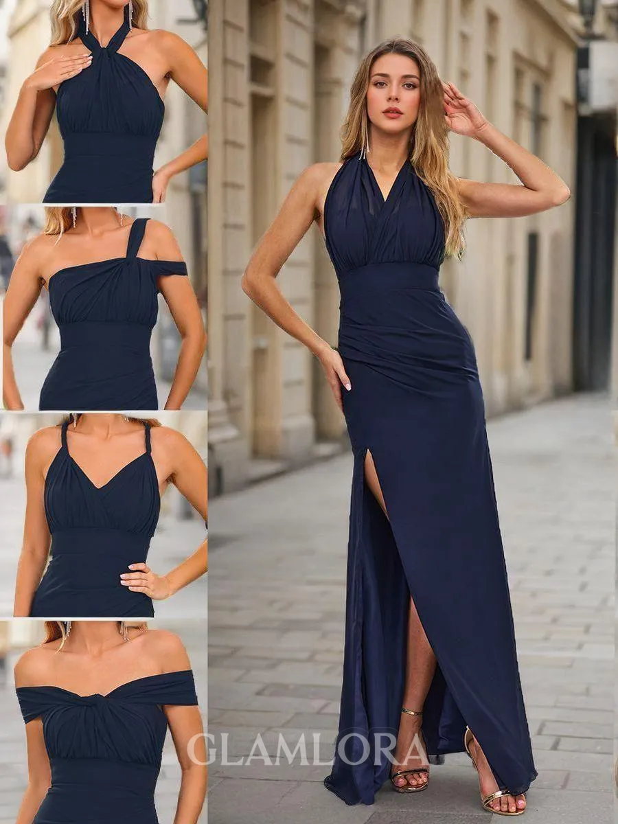 Confident Sheath/Column Floor-Length Chiffon Bridesmaid Dress With Slit