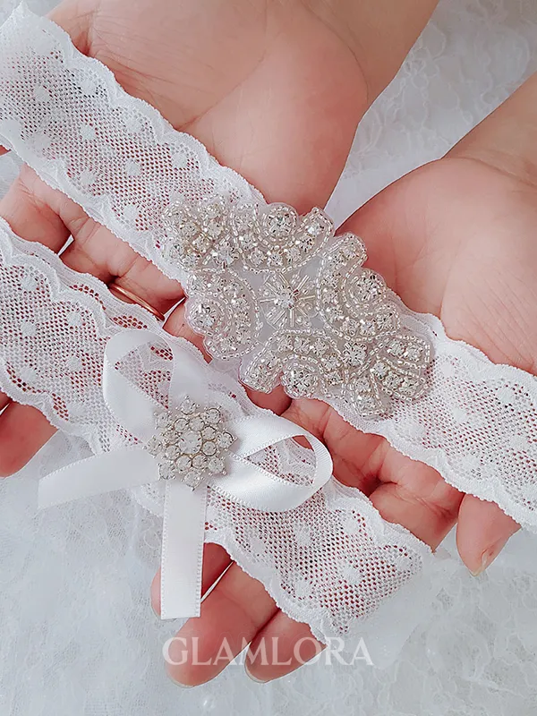 Charming Bridal/Feminine Lace With Rhinestone Garters