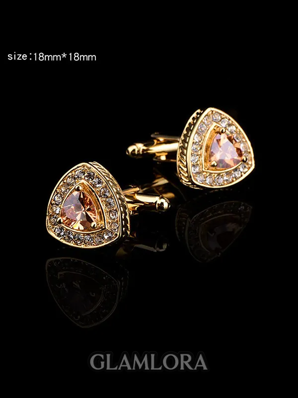 Gorgeous Copper Rhinestone Mens Cufflinks