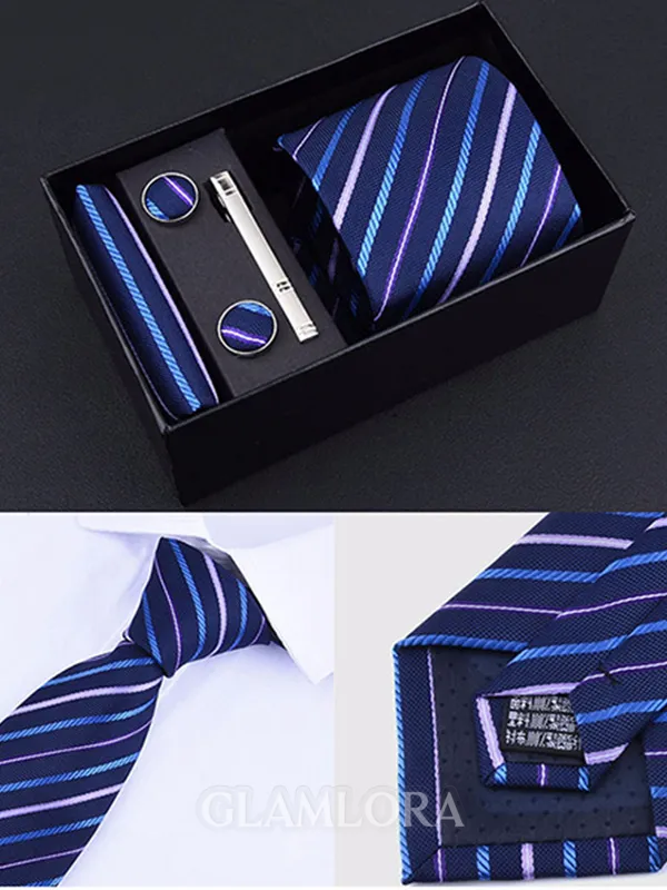 Delicate Polyester Tie Tie Clip Cufflinks