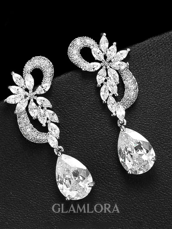 Attractive Copper With Crystal Earrings For Ladies