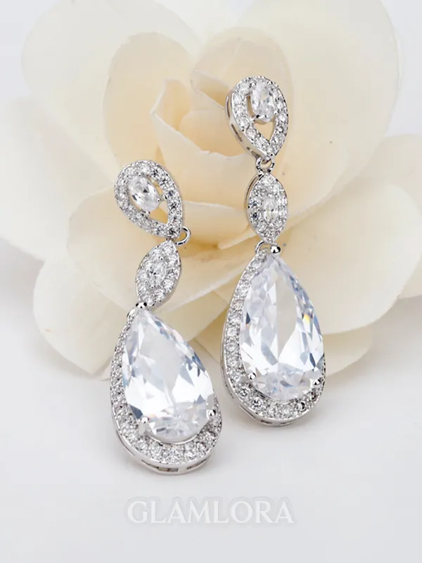 Beautiful Copper With Rhinestone Earrings