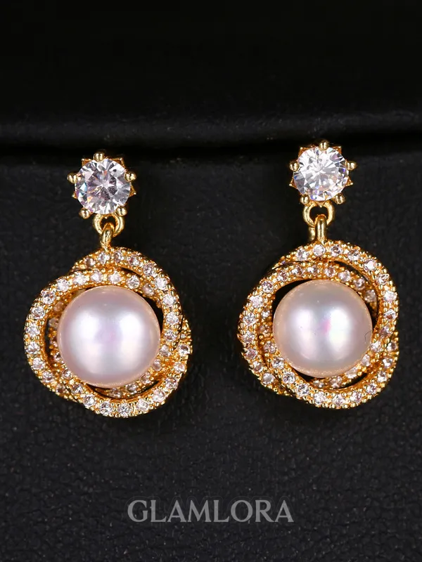 Charming Copper With Imitation Pearl Earrings