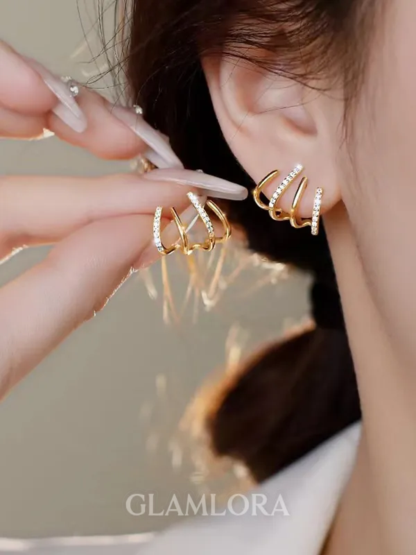 Delicate Copper With Rhinestone Earrings