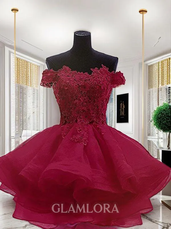Ball-Gown Off-the-Shoulder Sleeveless Gorgeous Organza Short/Mini Homecoming Dress