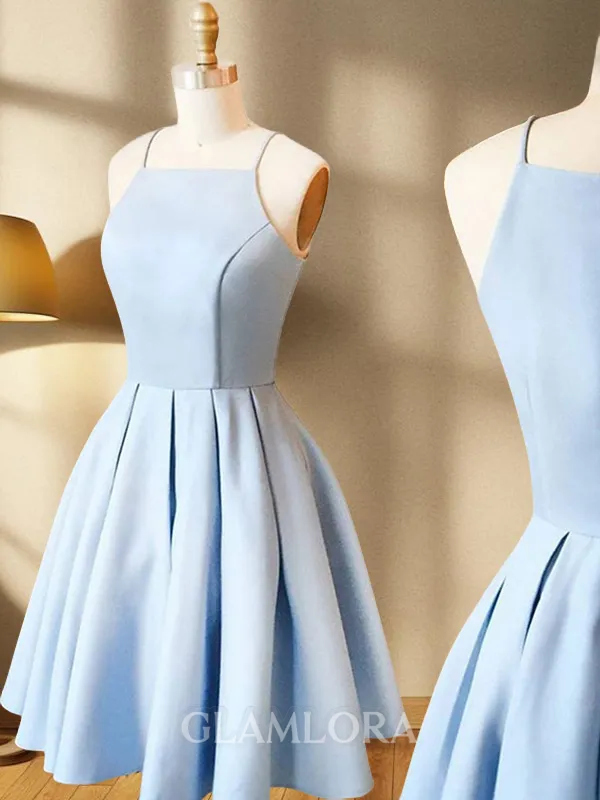 A-line Spaghetti Straps Sleeveless Stretch Crepe Short/Mini Homecoming Dress