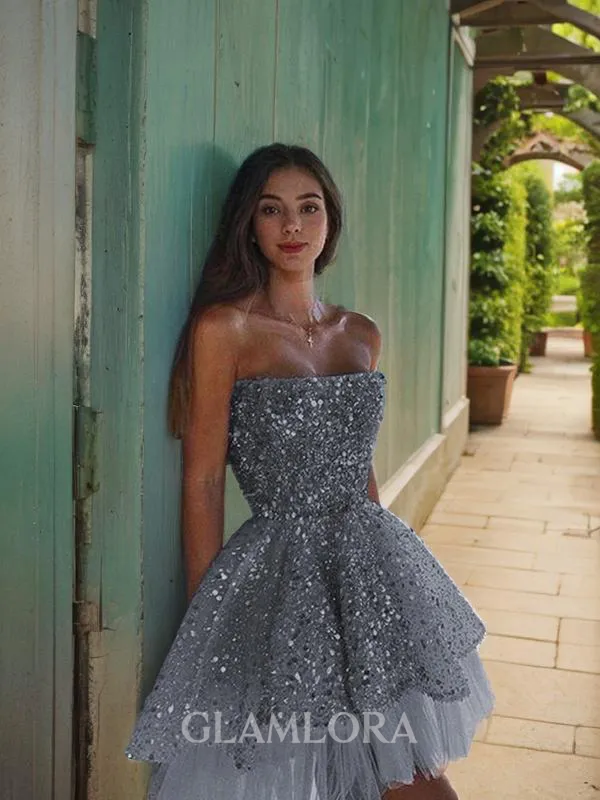 Timeless A-line Strapless Sleeveless Short/Mini Homecoming Dress