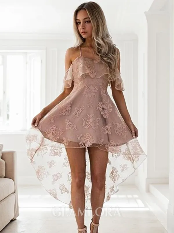 A-line Off-the-Shoulder Sleeveless Lace Timeless Short/Mini Homecoming Dress